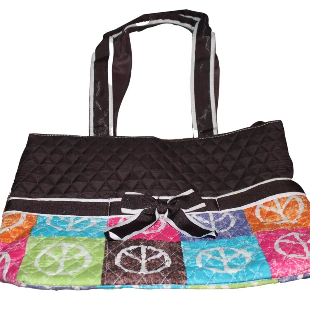 N. Gil Quilted Tote-Bag/Organizer/Hand Bag Peace Signs